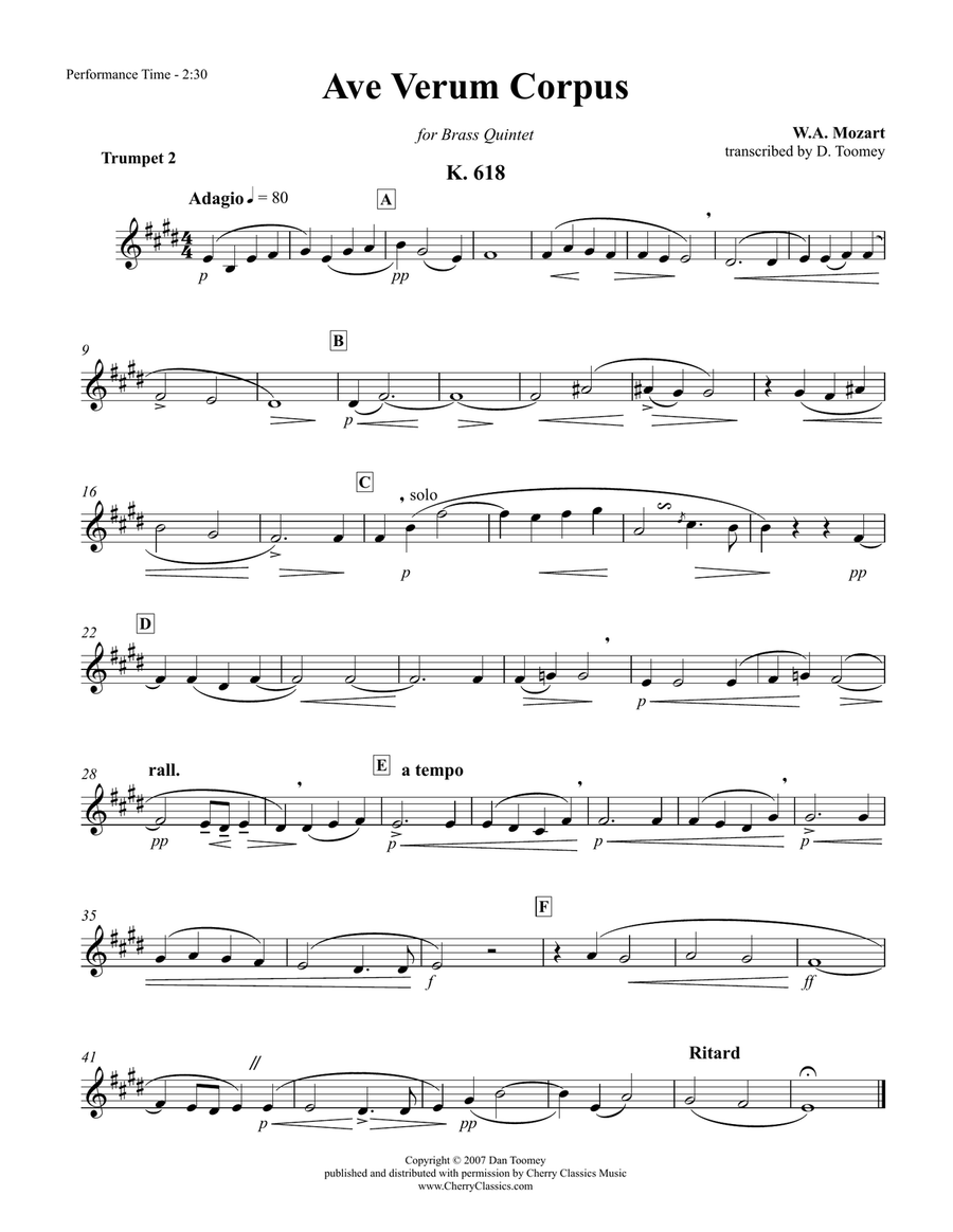 Ave Verum Corpus for Brass Quintet Brass Quintet scores gallery preview page 4