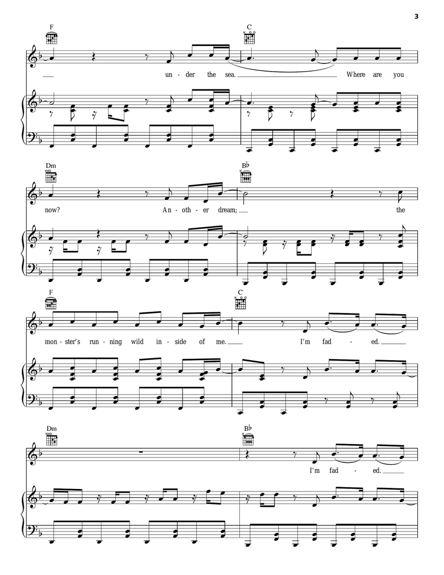 Faded Faded Piano, Vocal, Guitar scores gallery preview page 3