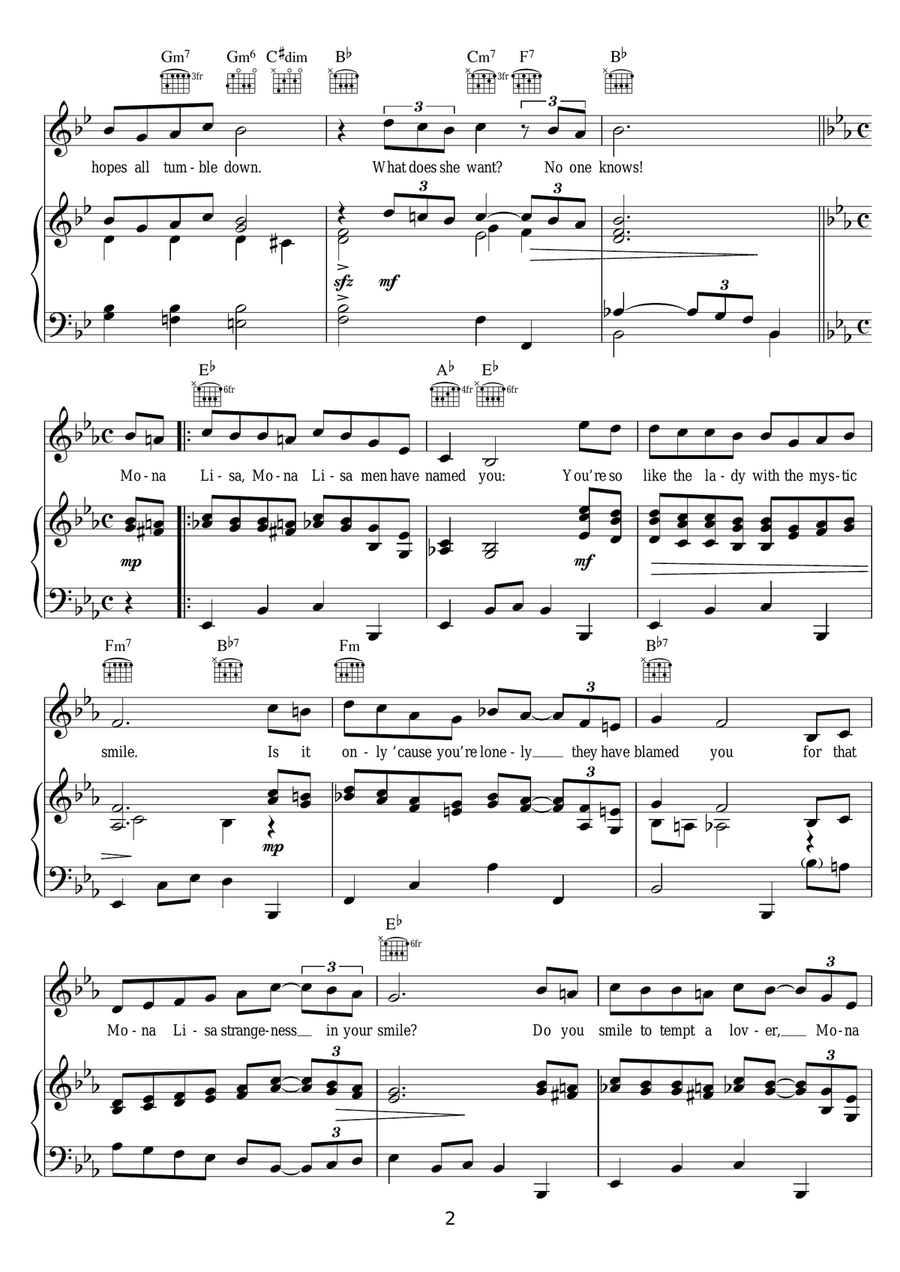 Mona Lisa Mona Lisa Piano, Vocal, Guitar scores gallery preview page 2