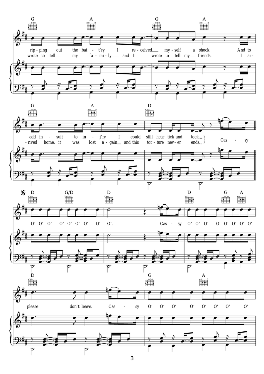 Cassy O' by George Ezra Piano, Vocal, Guitar - Digital Sheet Music page 3