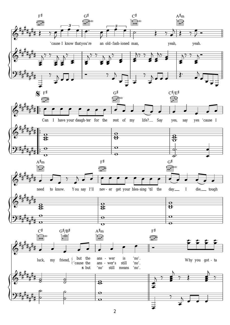 Rude Rude Piano, Vocal, Guitar scores gallery preview page 2