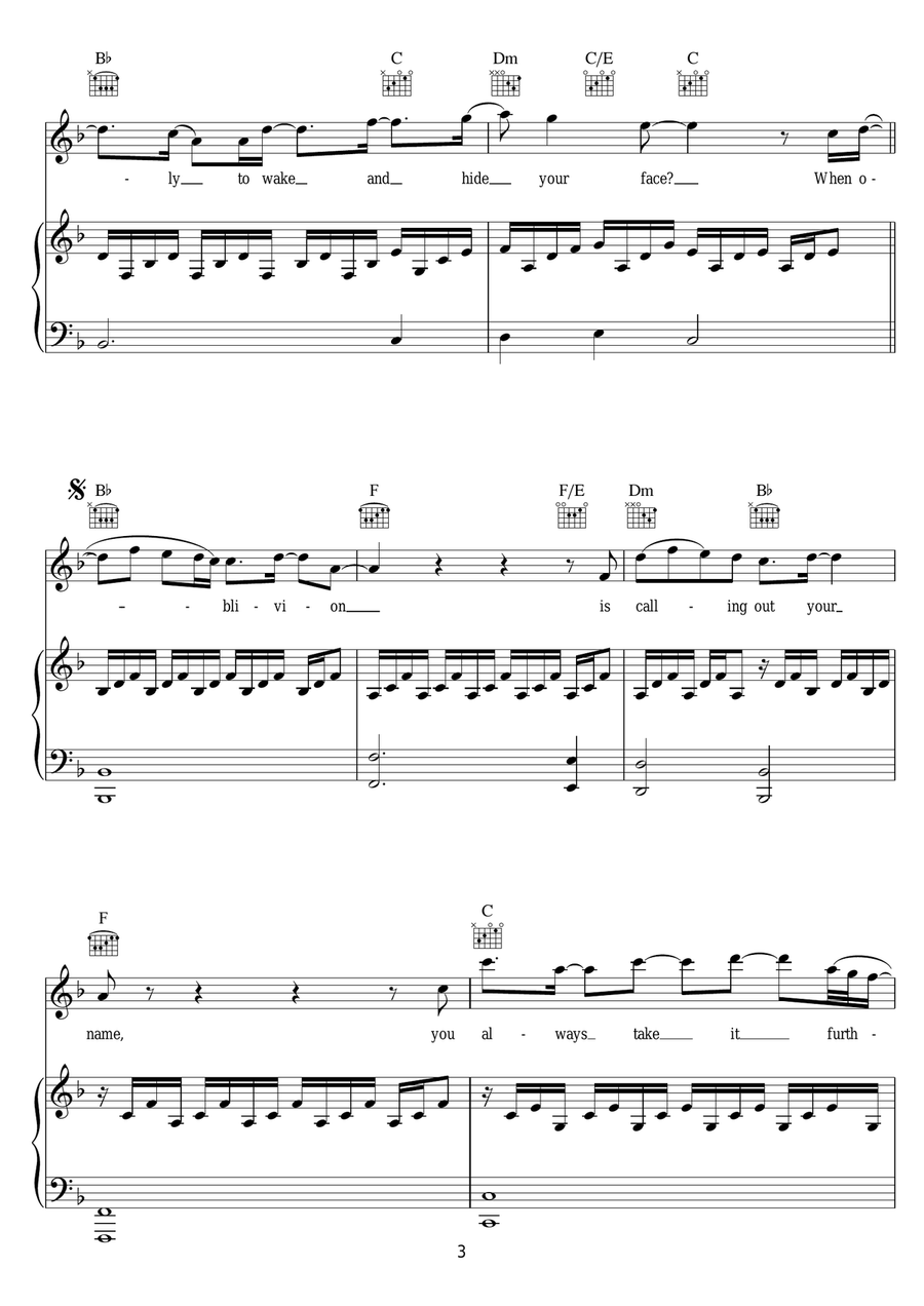 Oblivion Oblivion Piano, Vocal, Guitar scores gallery preview page 3
