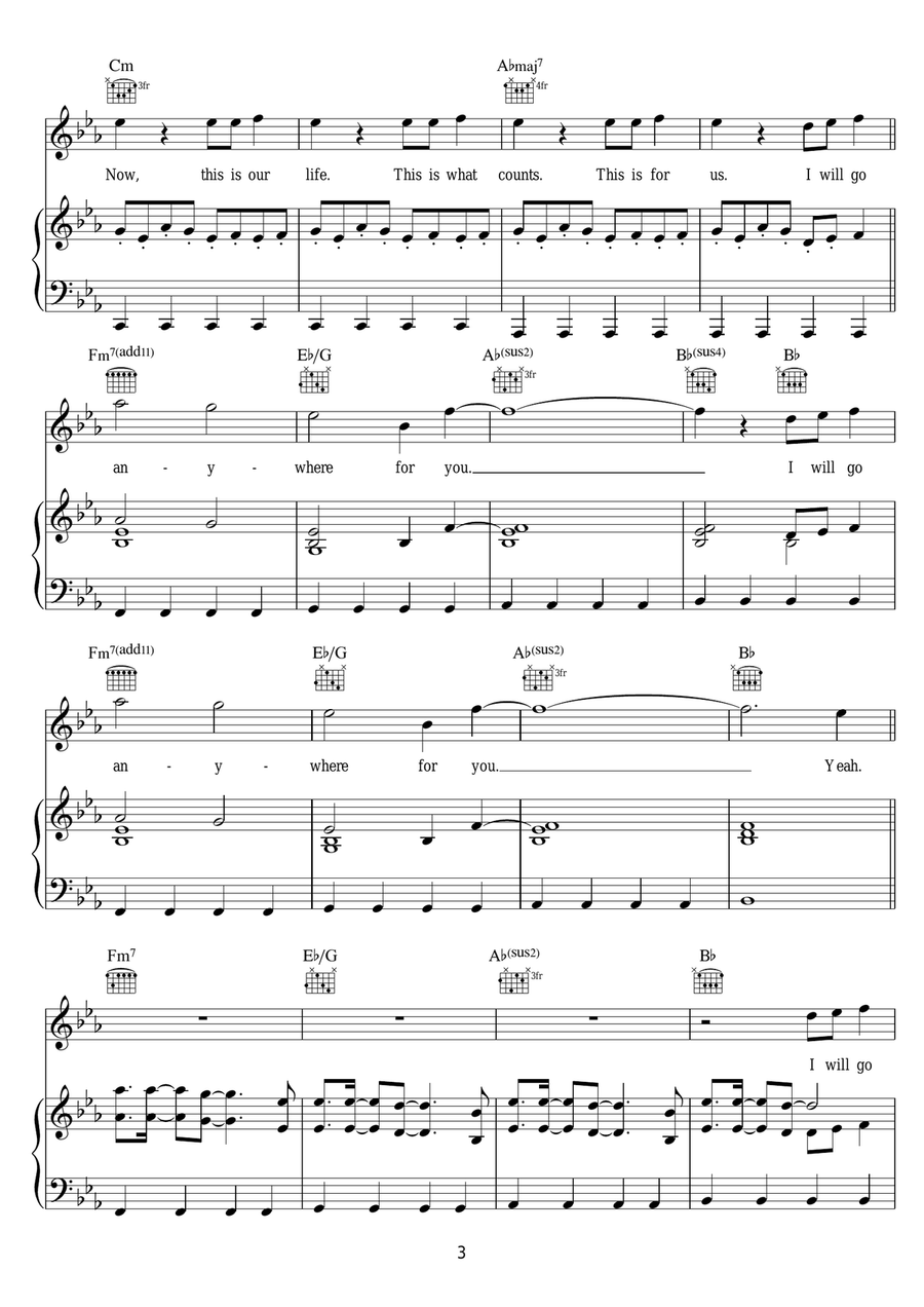 Anywhere For You Anywhere For You Piano, Vocal, Guitar scores gallery preview page 3