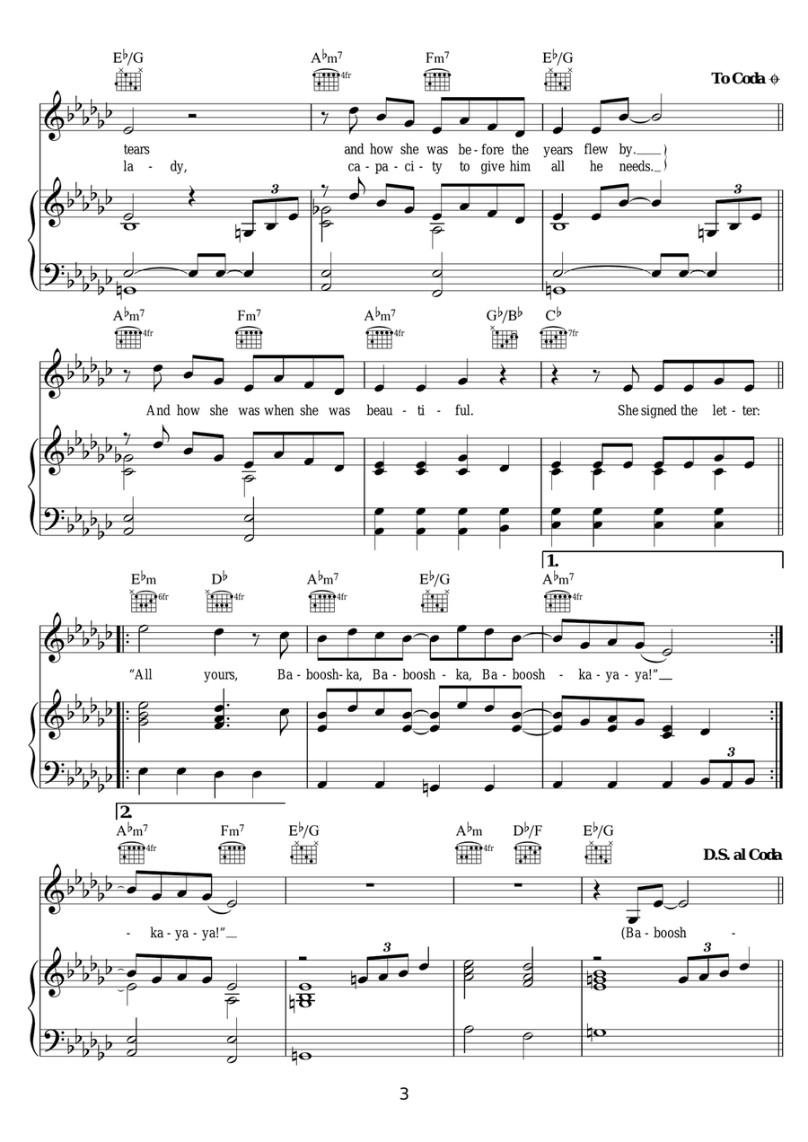Babooshka Babooshka Piano, Vocal, Guitar scores gallery preview page 3