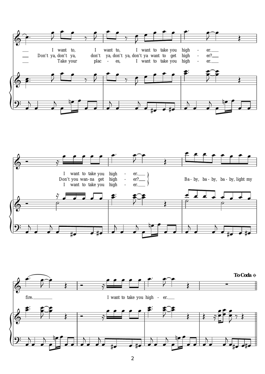 I Want To Take You Higher Piano, Vocal, Guitar scores gallery preview page 2