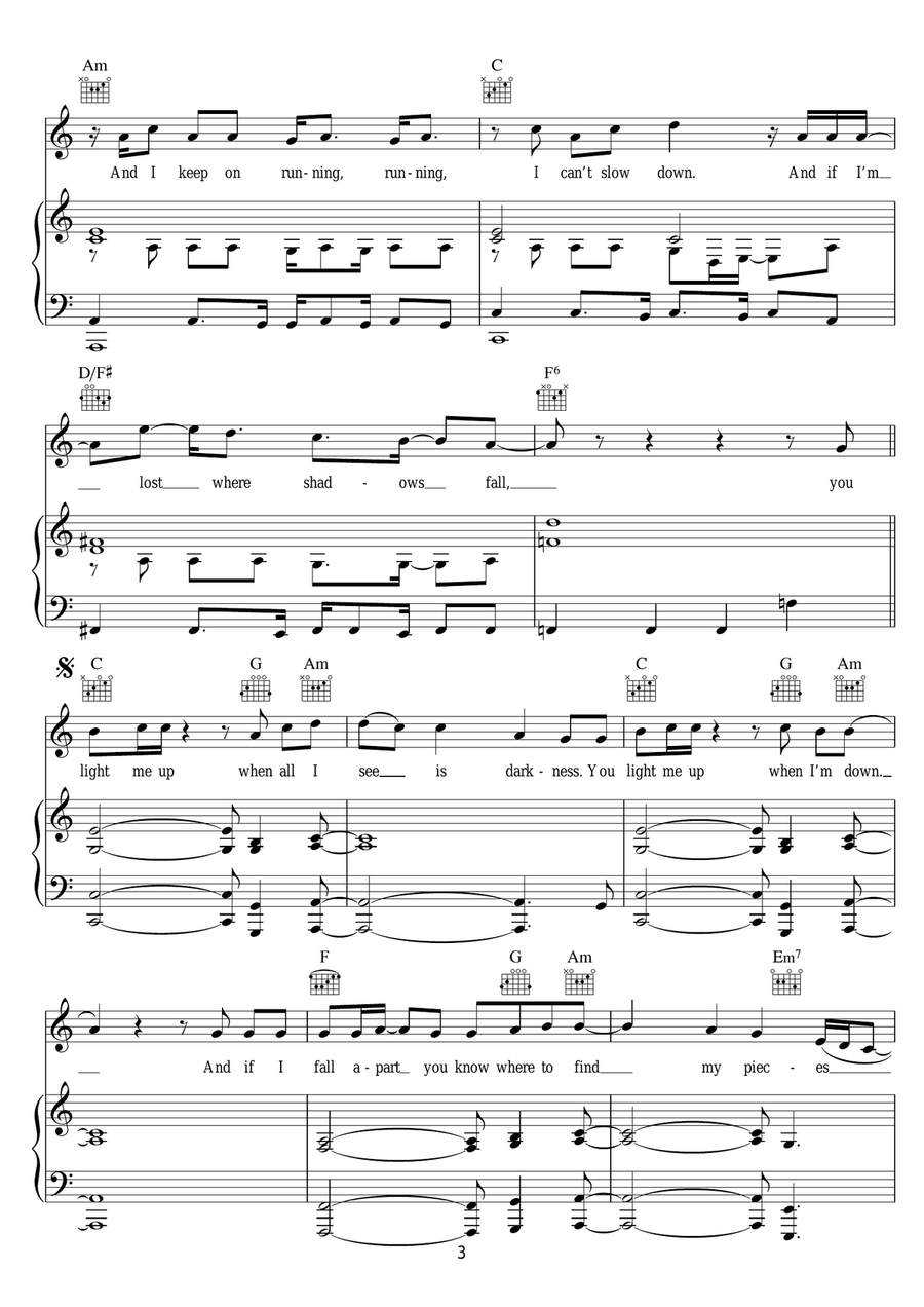 Light Me Up Light Me Up Piano, Vocal, Guitar scores gallery preview page 3