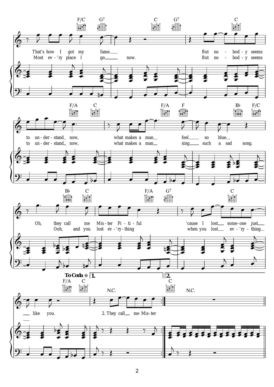Mr. Pitiful Mr. Pitiful Piano, Vocal, Guitar scores gallery preview page 2