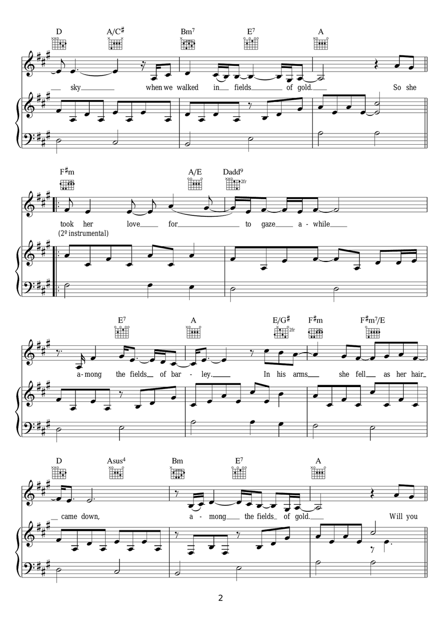 Fields Of Gold Fields Of Gold Piano, Vocal, Guitar scores gallery preview page 2