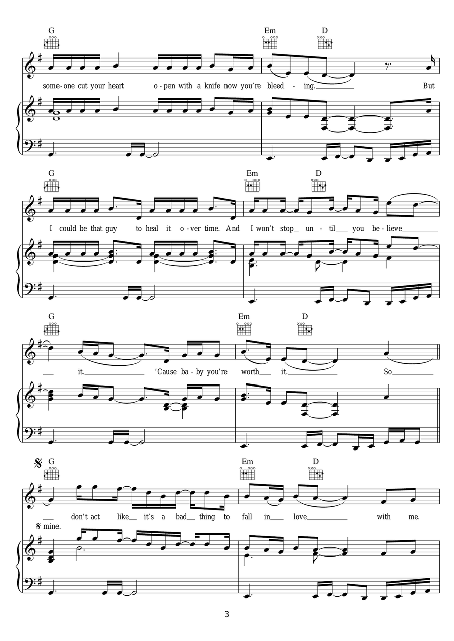 Not A Bad Thing Not A Bad Thing Piano, Vocal, Guitar scores gallery preview page 3