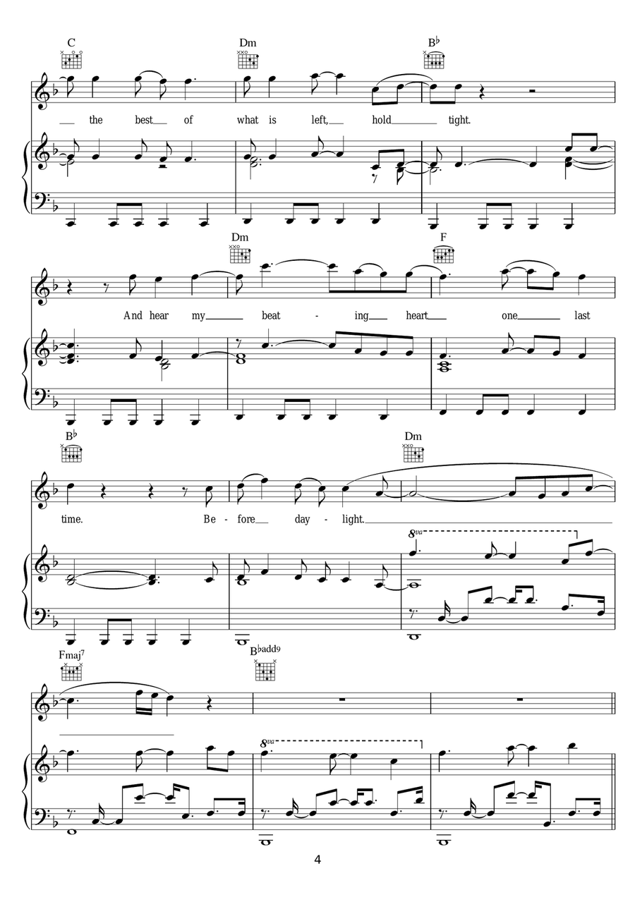 Beating Heart Beating Heart Piano, Vocal, Guitar scores gallery preview page 4