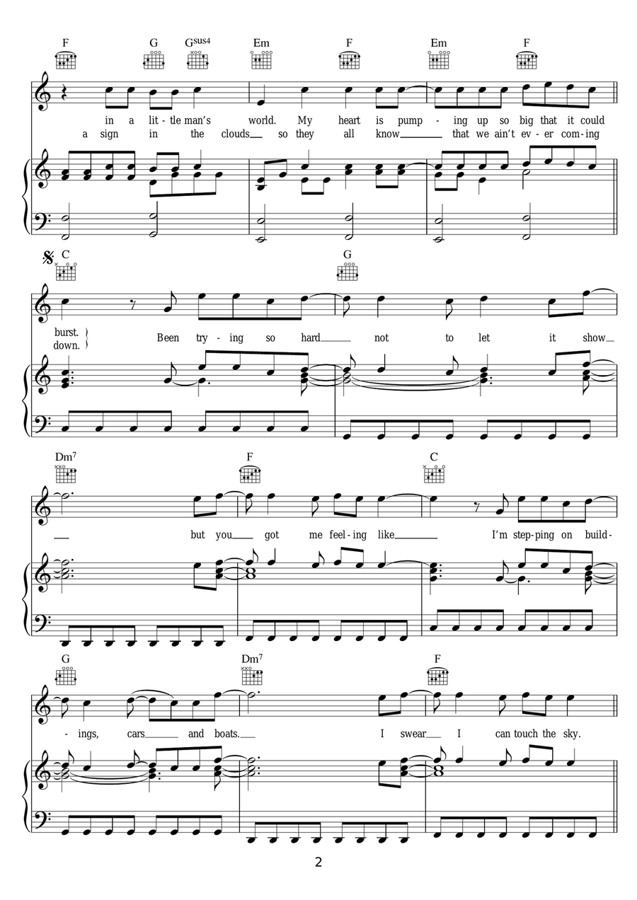 Ten Feet Tall Piano, Vocal, Guitar scores gallery preview page 2