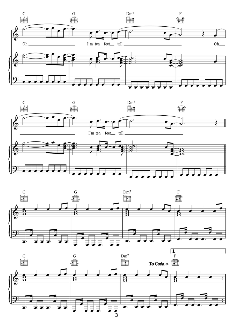 Ten Feet Tall Piano, Vocal, Guitar scores gallery preview page 3