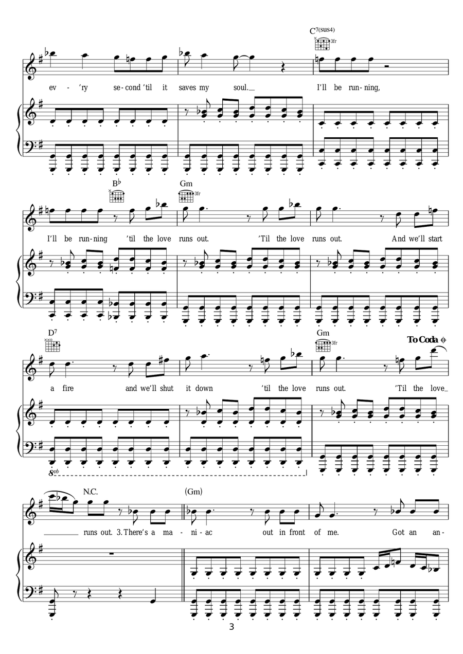 Love Runs Out Love Runs Out Piano, Vocal, Guitar scores gallery preview page 3