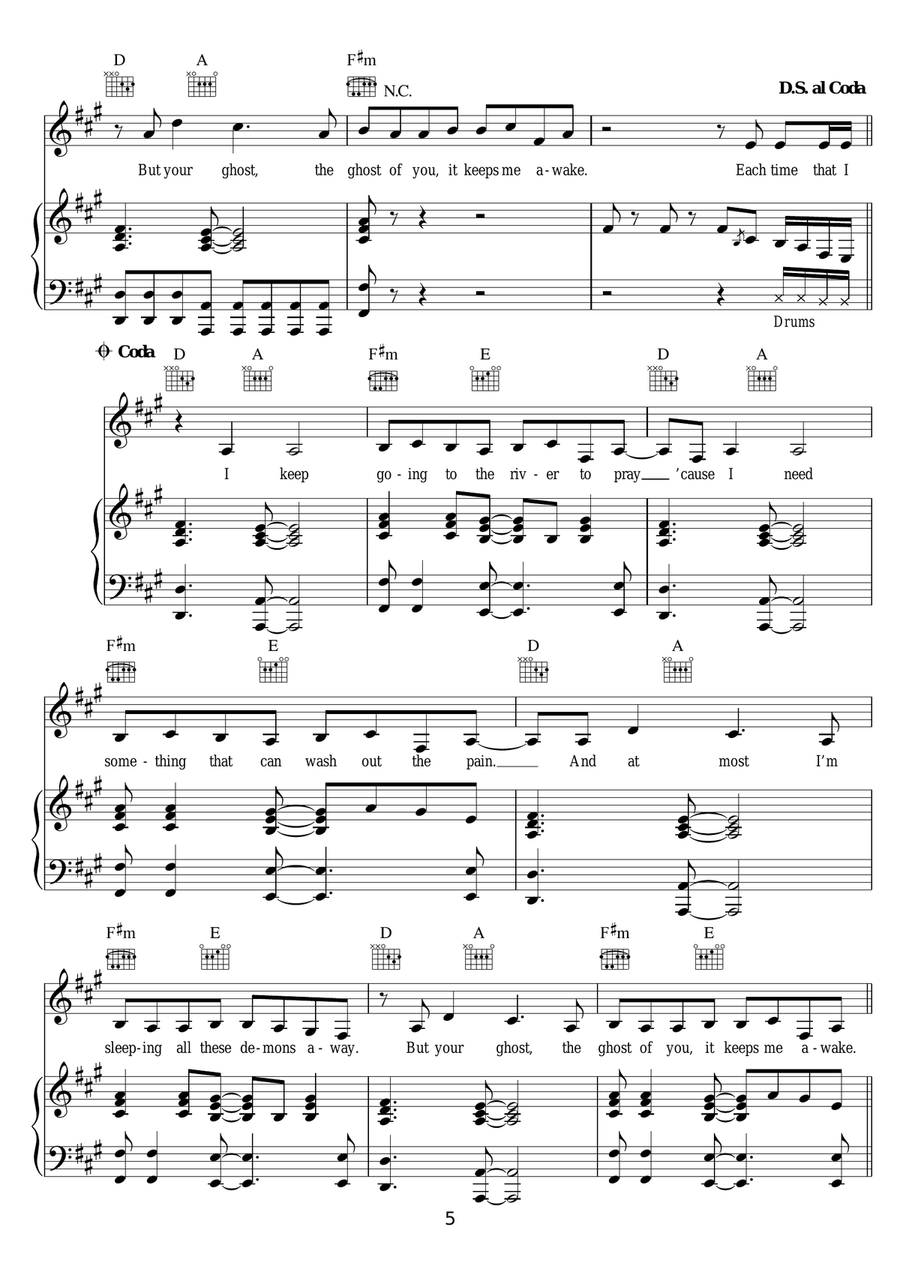 Ghost Ghost Piano, Vocal, Guitar scores gallery preview page 5