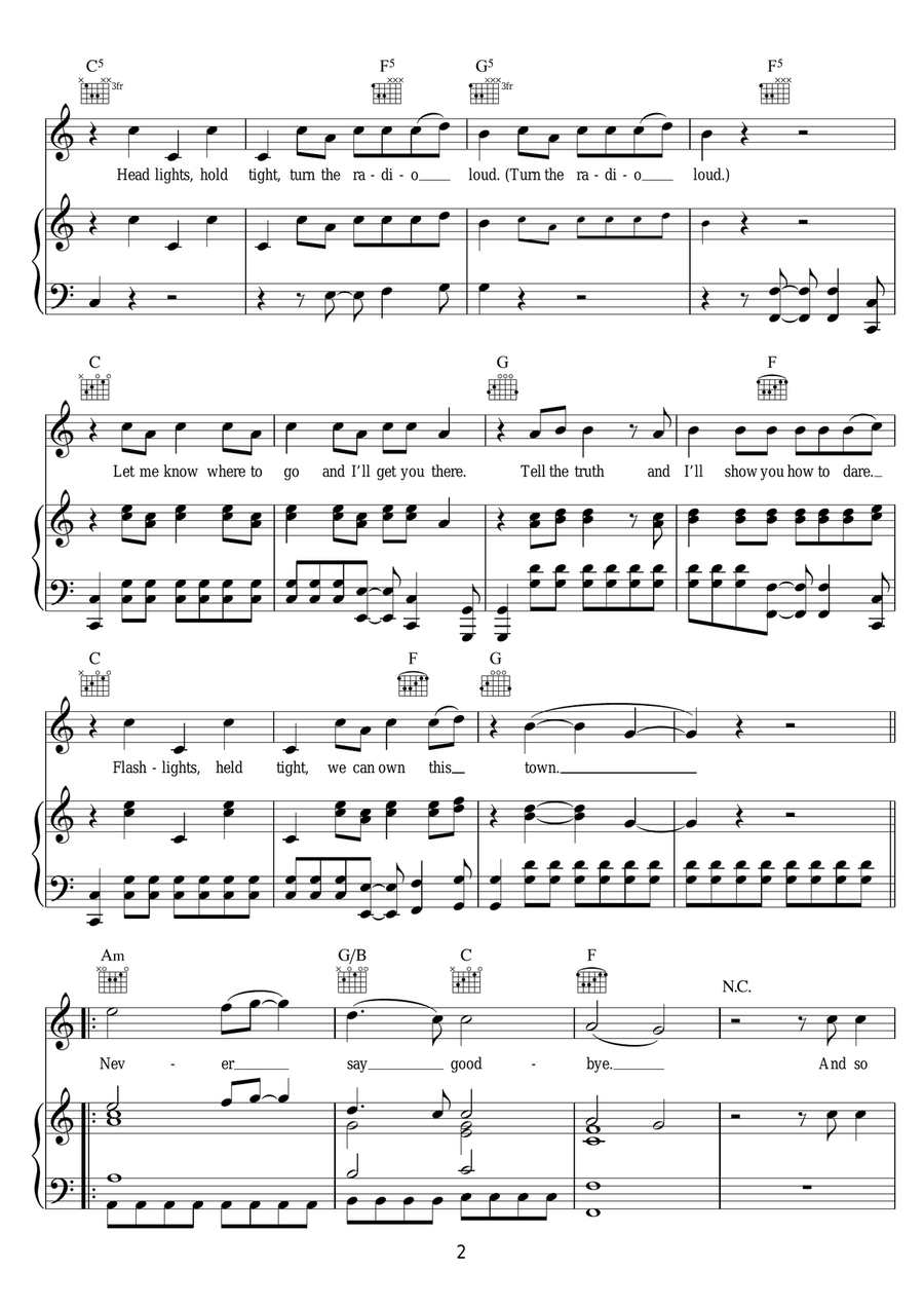Kiss Me Kiss Me Kiss Me Kiss Me Piano, Vocal, Guitar scores gallery preview page 2