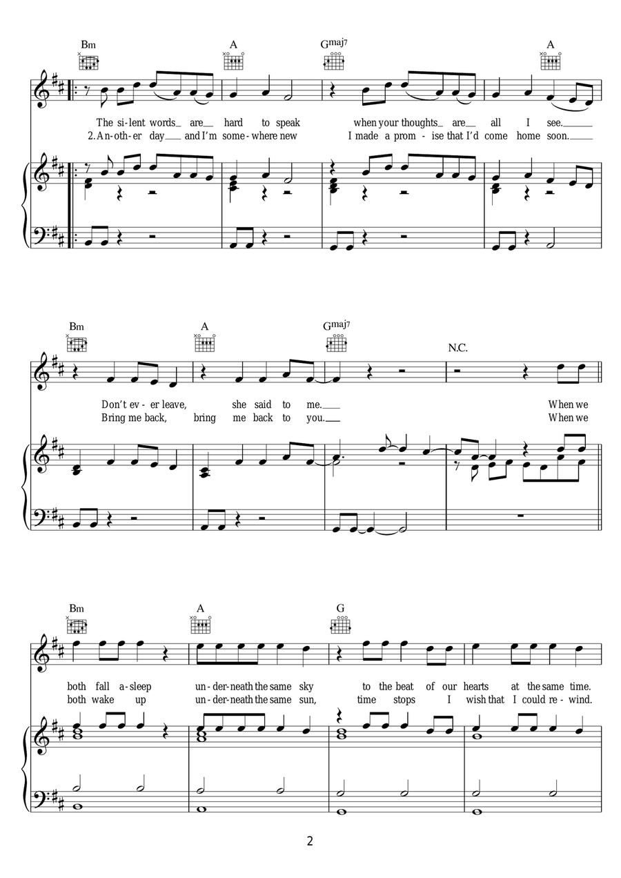 Beside You Beside You Piano, Vocal, Guitar scores gallery preview page 2