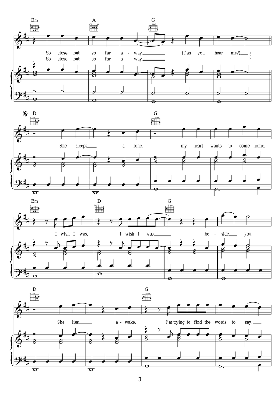 Beside You Beside You Piano, Vocal, Guitar scores gallery preview page 3