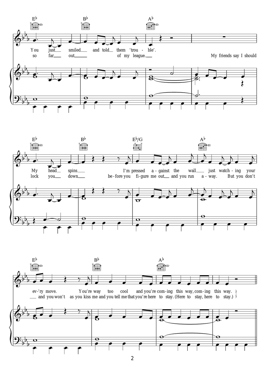 End Up Here End Up Here Piano, Vocal, Guitar scores gallery preview page 2