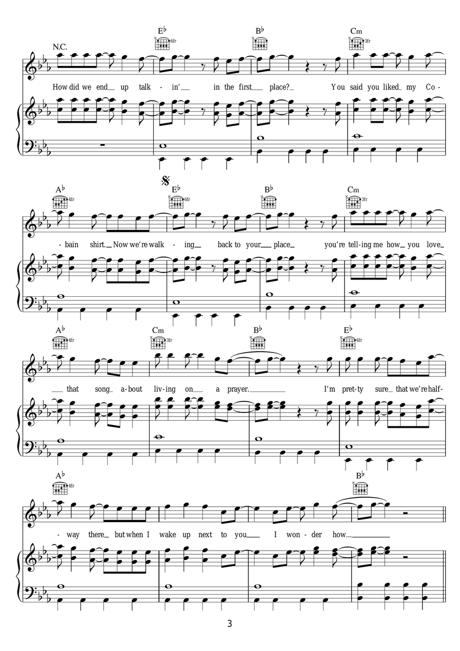 End Up Here End Up Here Piano, Vocal, Guitar scores gallery preview page 3