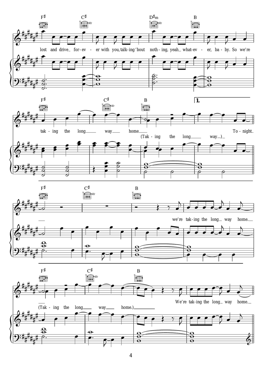 Long Way Home Long Way Home Piano, Vocal, Guitar scores gallery preview page 4