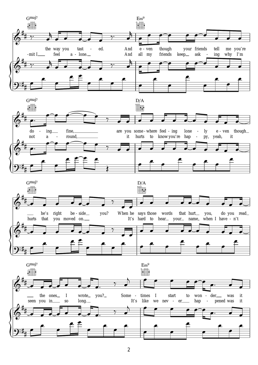 Amnesia Amnesia Piano, Vocal, Guitar scores gallery preview page 2