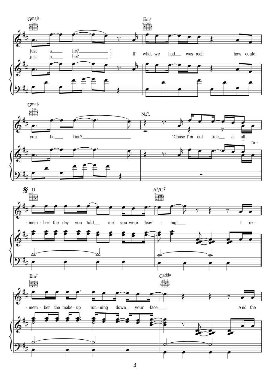 Amnesia Amnesia Piano, Vocal, Guitar scores gallery preview page 3
