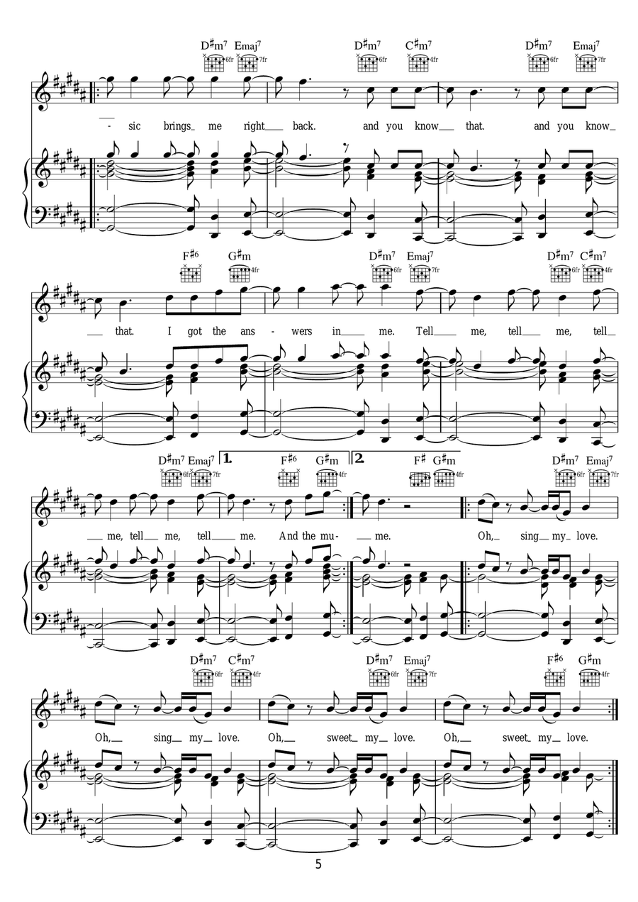Never Say Never Never Say Never Piano, Vocal, Guitar scores gallery preview page 5