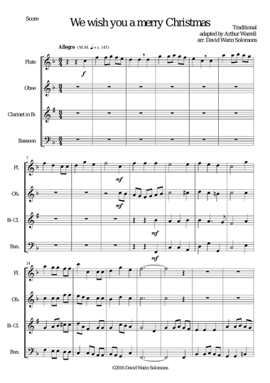 We wish you a merry Christmas for wind quartet
