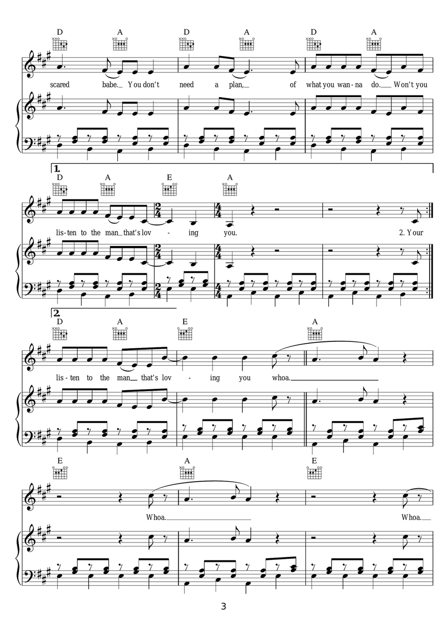 Listen To The Man Listen To The Man Piano, Vocal, Guitar scores gallery preview page 3