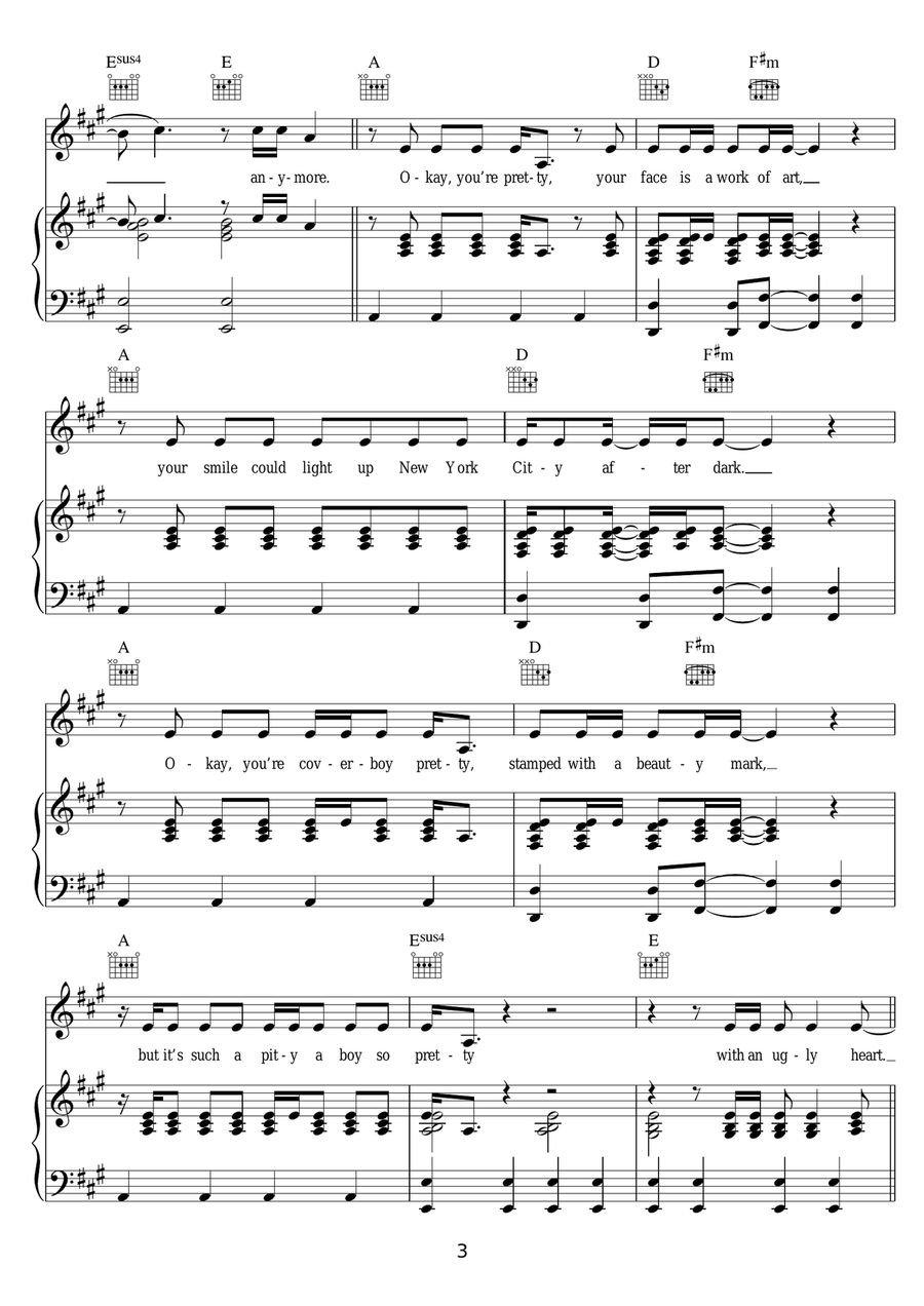 Ugly Heart Ugly Heart Piano, Vocal, Guitar scores gallery preview page 3