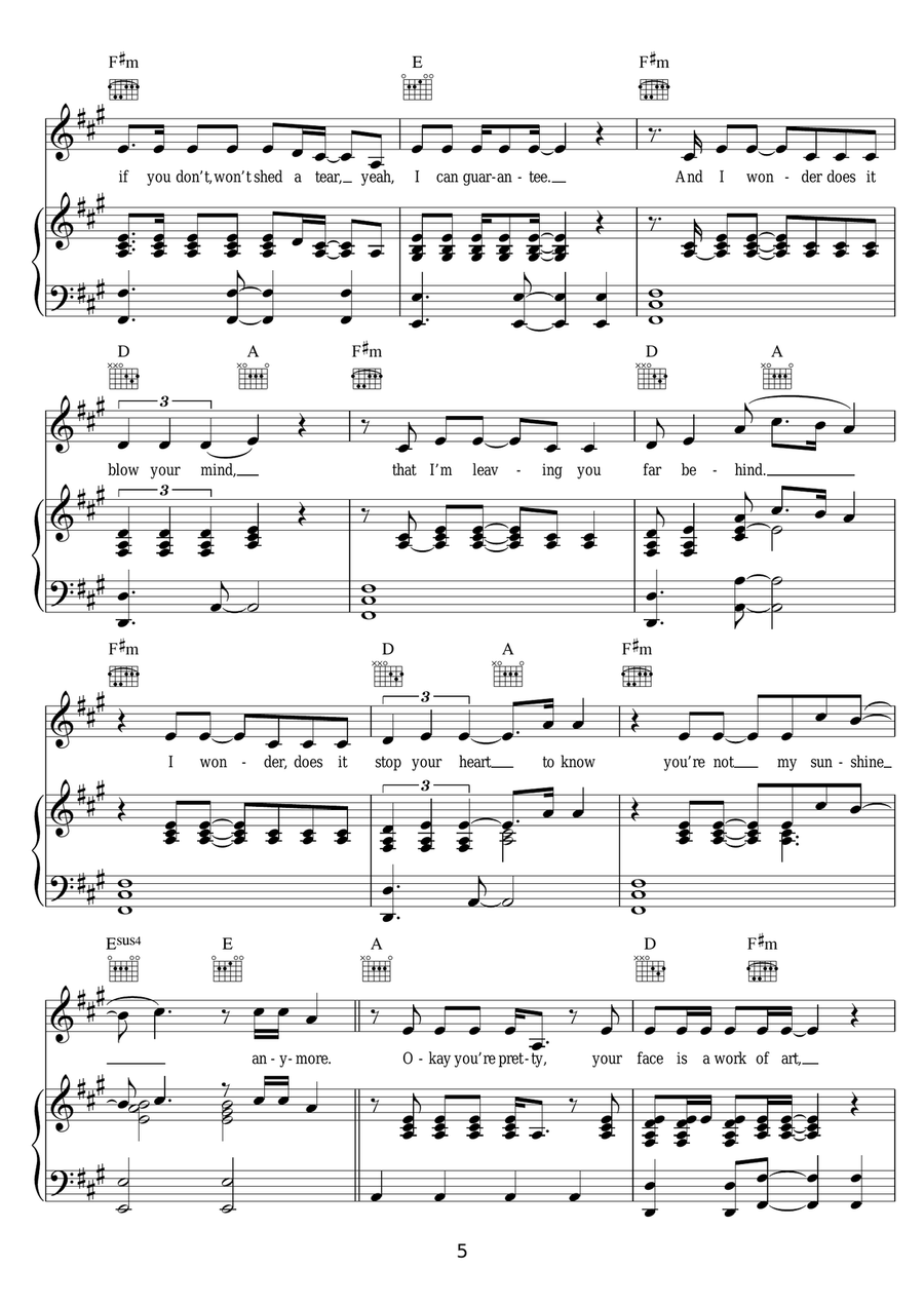 Ugly Heart Ugly Heart Piano, Vocal, Guitar scores gallery preview page 5