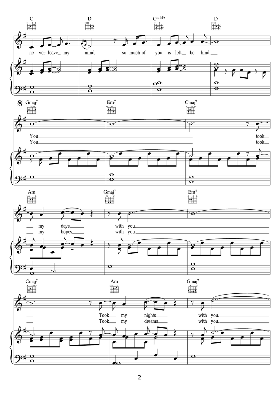 With You With You Piano, Vocal, Guitar scores gallery preview page 2