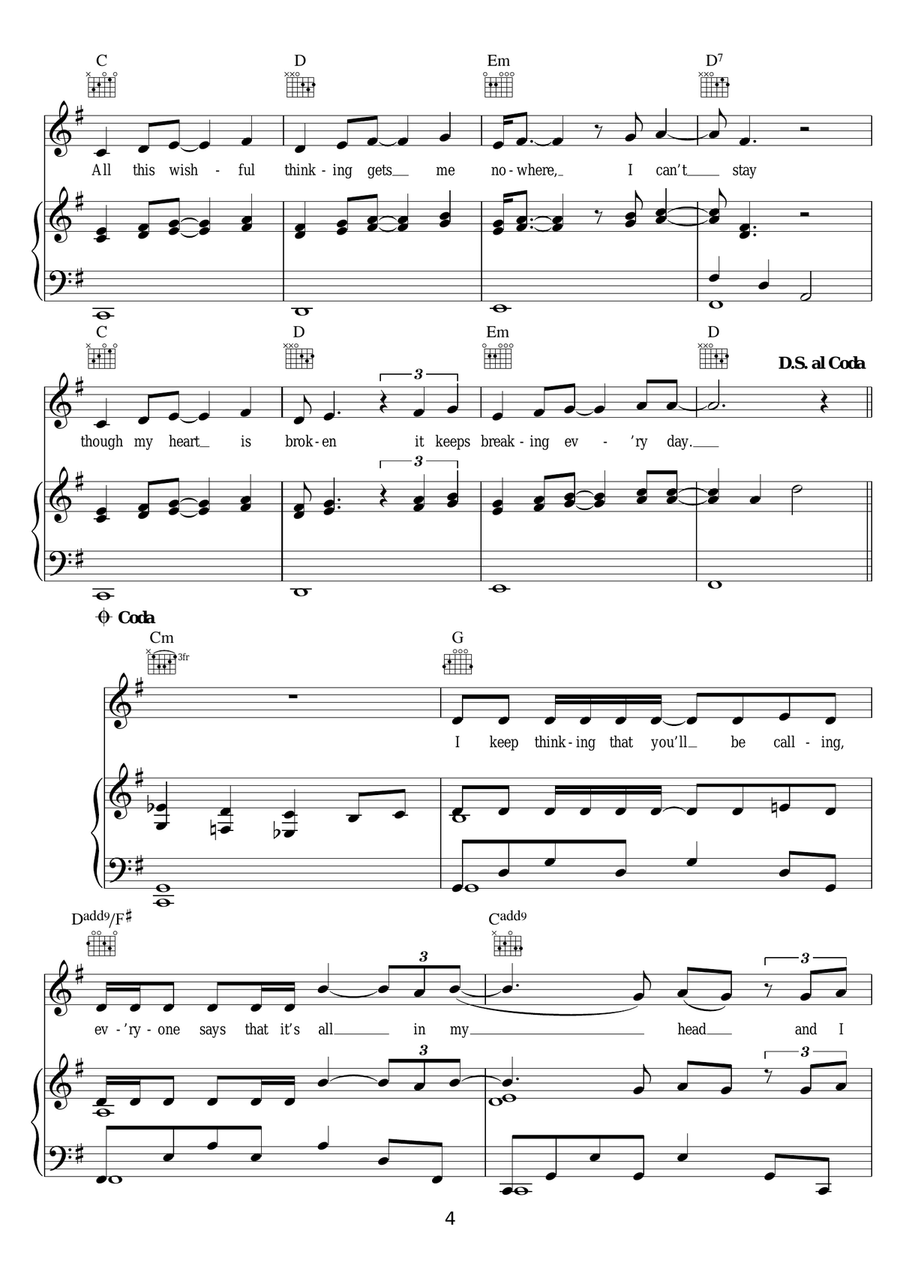 With You With You Piano, Vocal, Guitar scores gallery preview page 4