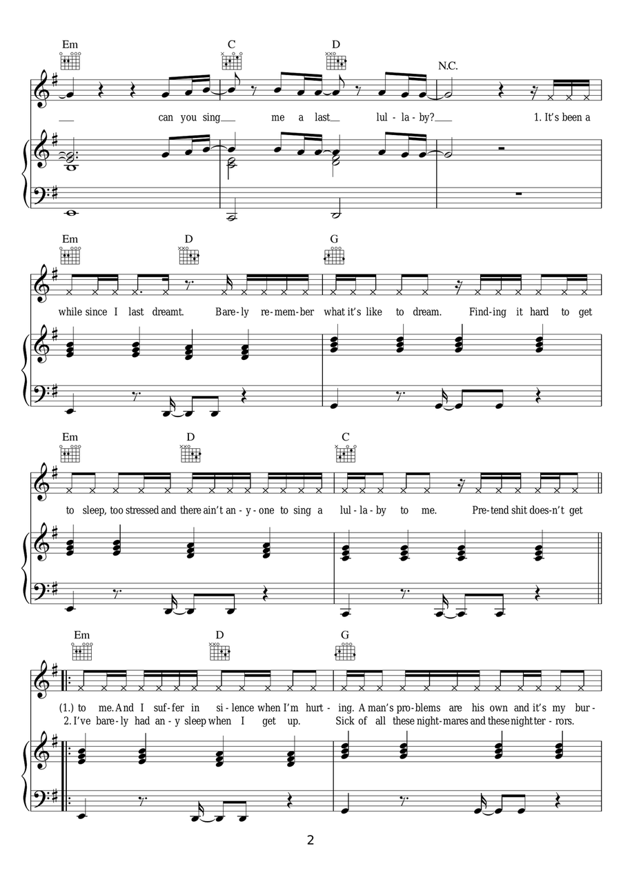 Lullaby (feat. Tori Kelly) Piano, Vocal, Guitar scores gallery preview page 2