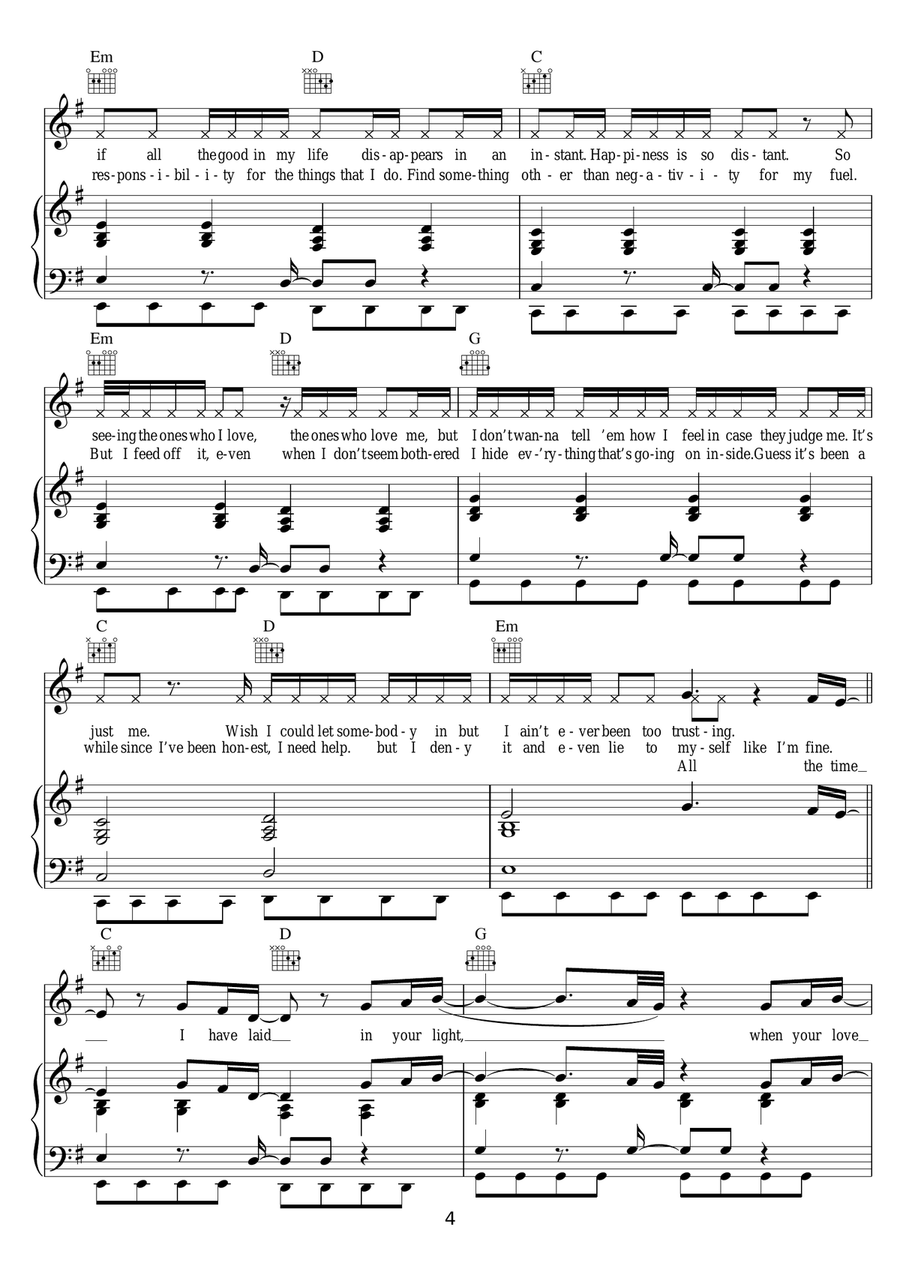 Lullaby (feat. Tori Kelly) Piano, Vocal, Guitar scores gallery preview page 4