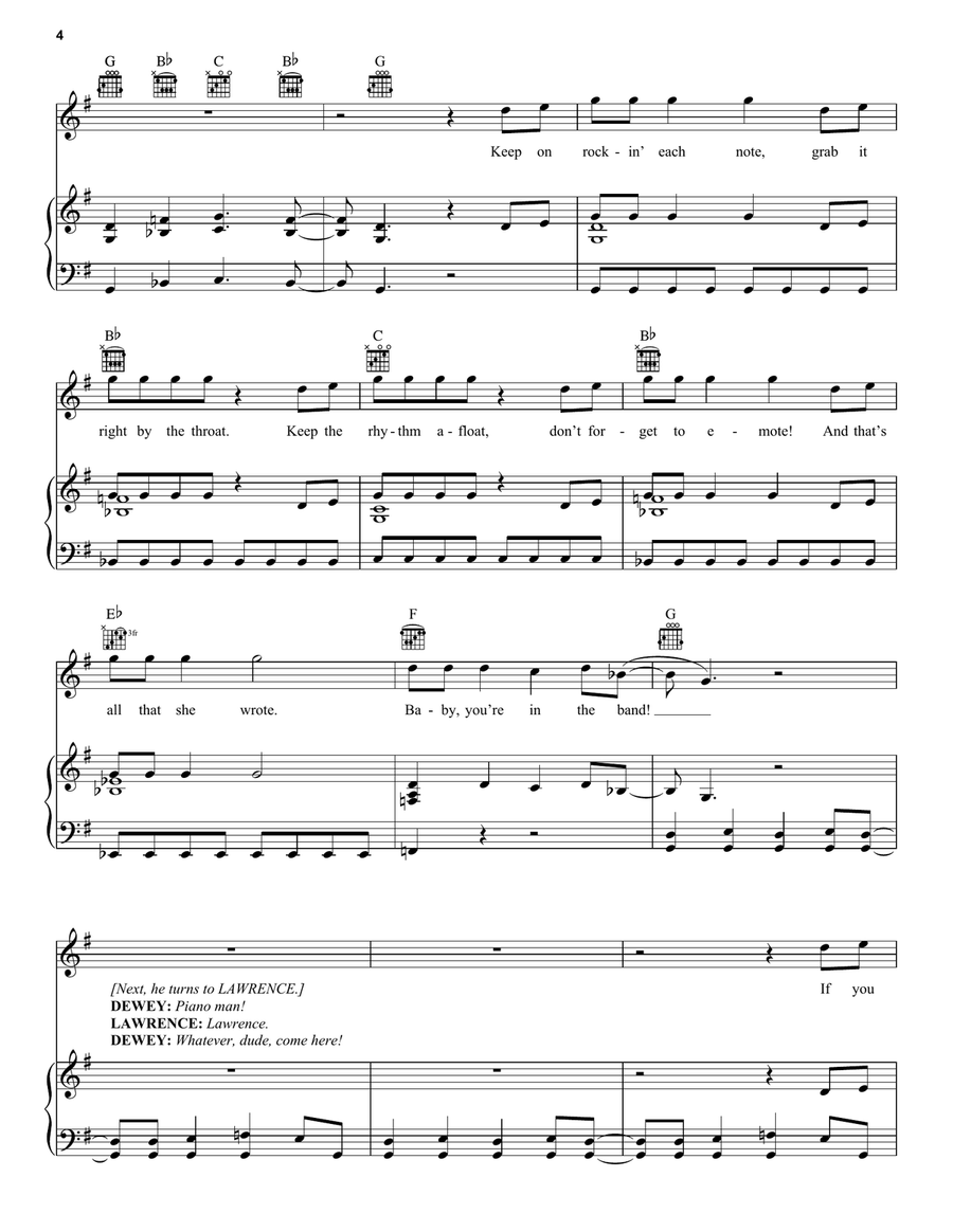 You're In The Band (from School of Rock: The Musical) Piano, Vocal, Guitar scores gallery preview page 4