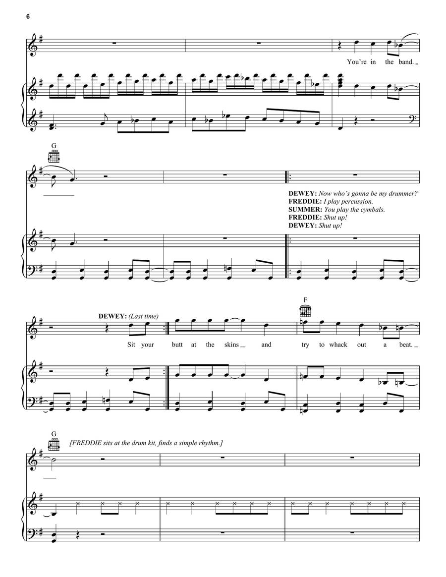 You're In The Band (from School of Rock: The Musical) Piano, Vocal, Guitar scores gallery preview page 6