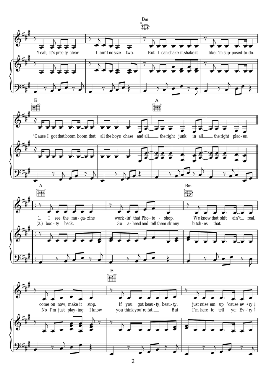 All About That Bass All About That Bass Acoustic Guitar scores gallery preview page 2