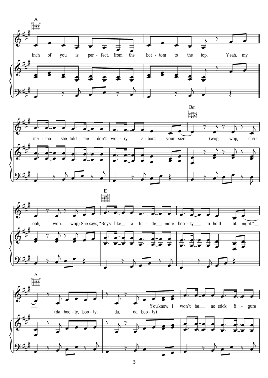 All About That Bass All About That Bass Acoustic Guitar scores gallery preview page 3