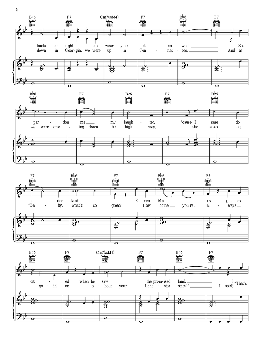 That's Right (You're Not From Texas) Piano, Vocal, Guitar scores gallery preview page 2