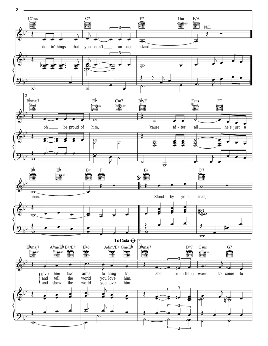 Stand By Your Man Stand By Your Man Piano, Vocal, Guitar scores gallery preview page 2