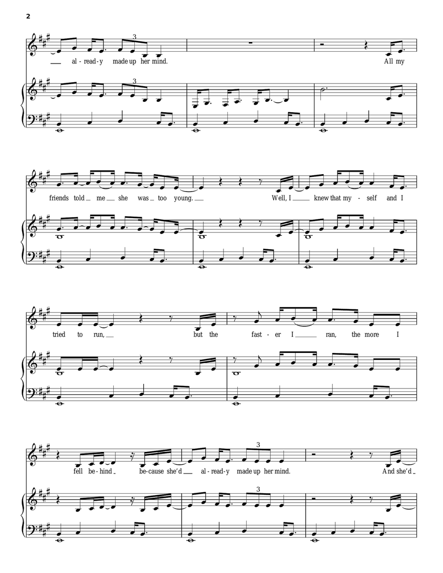 She's Already Made Up Her Mind Piano, Vocal, Guitar scores gallery preview page 2