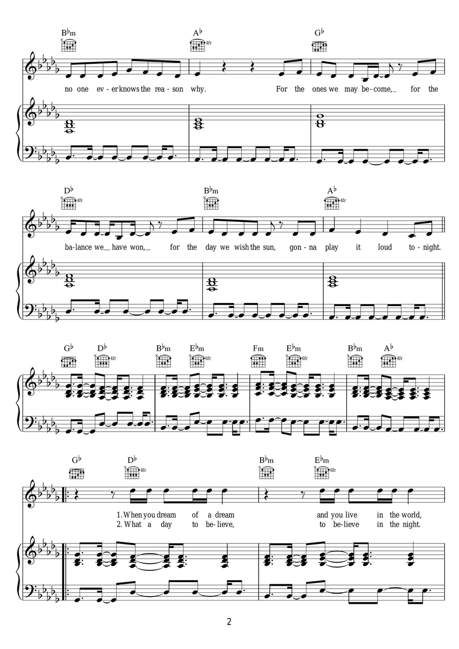 These Days These Days Piano, Vocal, Guitar scores gallery preview page 2