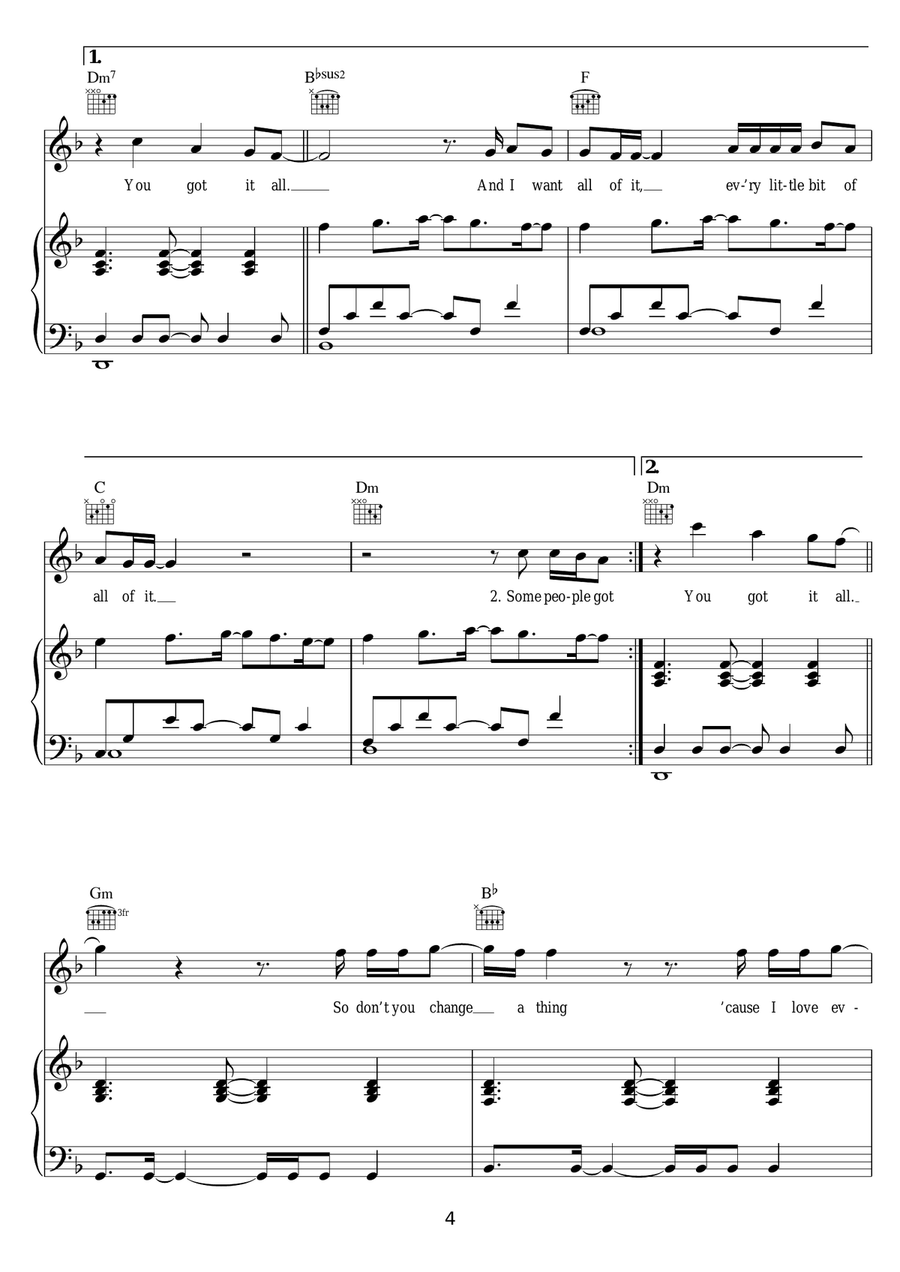 You Got It All You Got It All Piano, Vocal, Guitar scores gallery preview page 4