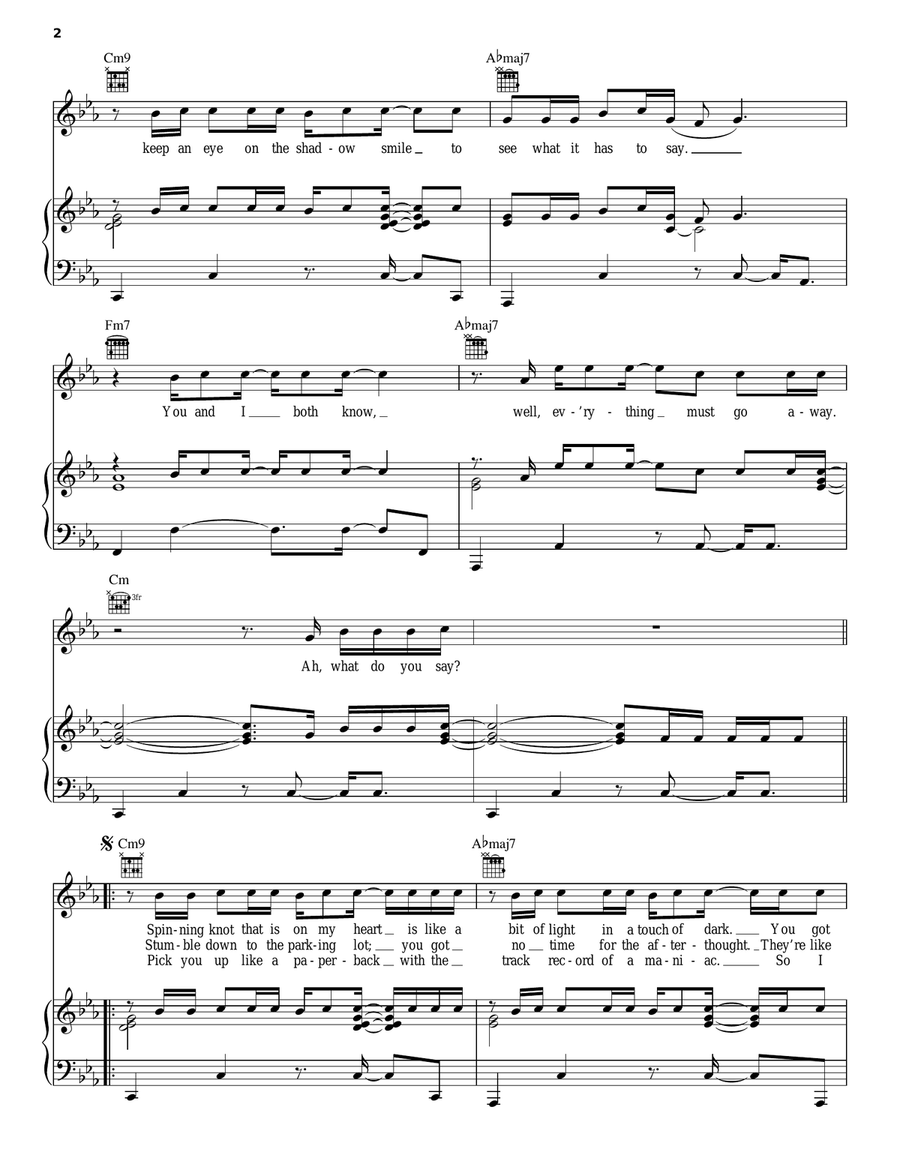 Dark Necessities Dark Necessities Piano, Vocal, Guitar scores gallery preview page 2