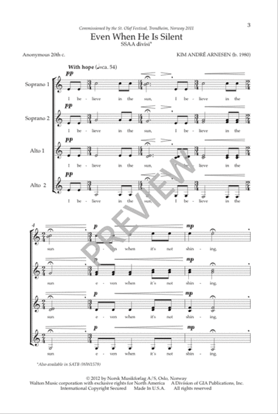 Even When He Is Silent - SSAA SSAA scores gallery preview page 4
