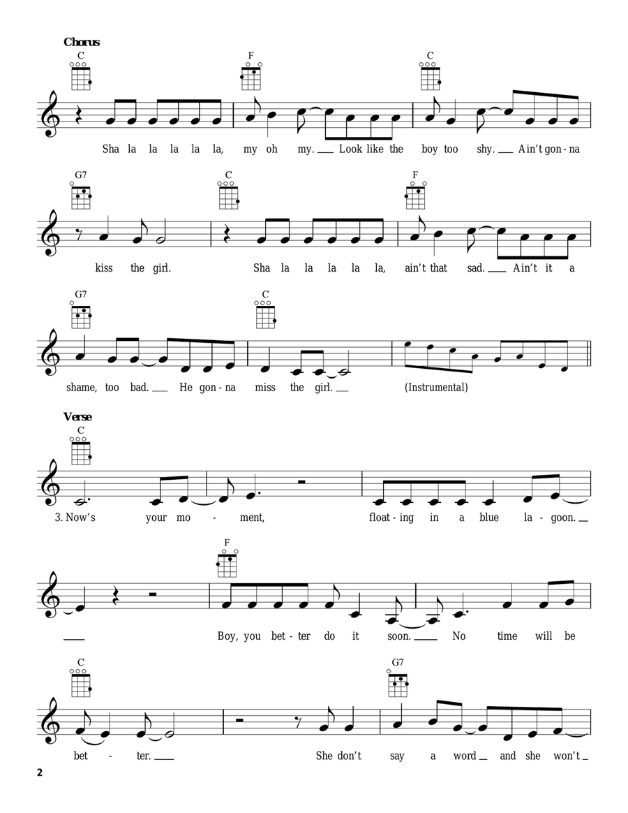 Kiss The Girl (from The Little Mermaid) Ukulele scores gallery preview page 2