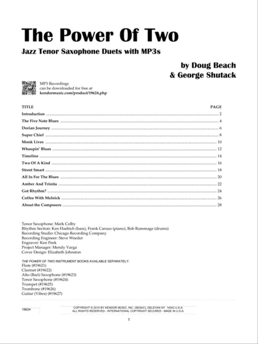 The Power Of Two - Tenor Saxophone Tenor Saxophone scores gallery preview page 1