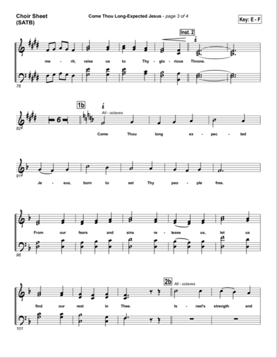 Come Thou Long Expected Jesus - Orchestration by John Wasson Orchestra - Digital Sheet Music page 6