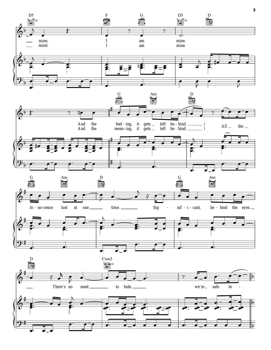 I Am Mine I Am Mine Piano, Vocal, Guitar scores gallery preview page 3
